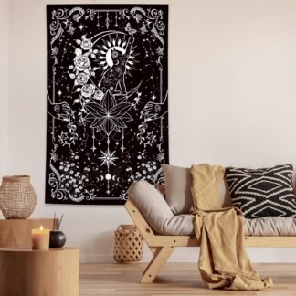 Riyidecor Gothic Vertical Goth Tapestry Wiccan Witch Wall Hanging Moon Tarot 30Wx50H Inch Goth Black White Aesthetic Floral Small Bohemian Stars Mystic Celestial Bedroom Living - lunas-mystic-emporium.com Riyidecor Gothic Vertical Goth Tapestry Wiccan Witch Wall Hanging Moon Tarot 30Wx50H Inch Goth Black White Aesthetic Floral Small Bohemian Stars Mystic Celestial Bedroom Living...