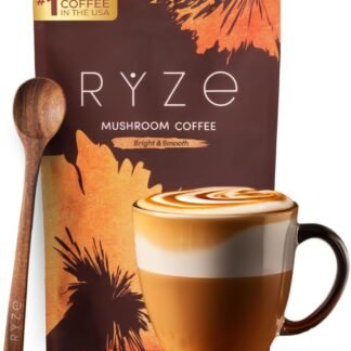 RYZE SUPERFOODS Mushroom Medium Roast Coffee USDA Organic with 6 Adaptogenic Mushrooms, USA Grown Instant Coffee for Better Energy, Focus Digestion Immunity with Lions Mane &...
