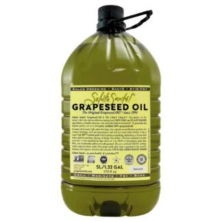 Salute Santé! Grapeseed Oil – Cold Pressed & 100% Grape Oil – “Good Inside and Out” Healthy Cooking Oil – 5 Liter Jug – High Heat, Non-GMO, Kosher, Vegan, Heart-Healthy Culinary...