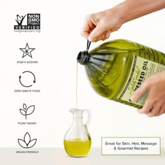 Salute Santé! Grapeseed Oil – Cold Pressed & 100% Grape Oil – “Good Inside and Out” Healthy Cooking Oil – 5 Liter Jug – High Heat, Non-GMO, Kosher, Vegan, Heart-Healthy Culinary...