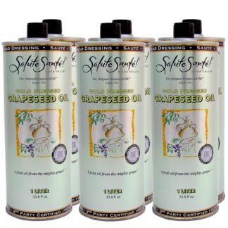 Salute Santé! Grapeseed Oil – Cold Pressed & 100% Grape Oil – “Good Inside and Out” Healthy Cooking Oil – 5 Liter Jug – High Heat, Non-GMO, Kosher, Vegan, Heart-Healthy Culinary...