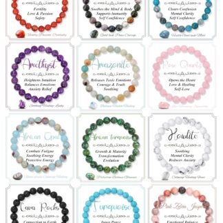 SAMOCO 12PCS 8mm Natural Crystal Bracelets for Women Men Semi-Precious Gemstone Beaded Bracelets Round Beads Gemstones Stretch Yoga Bracelet