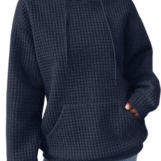 SHEWIN Womens Hoodies Casual Long Sleeve Drawstring Waffle Pullover Tops Loose Hooded Sweatshirt with Pocket