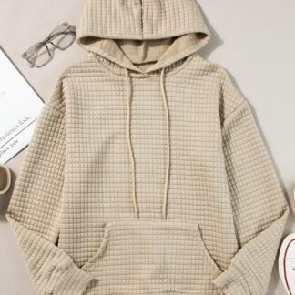 SHEWIN Womens Hoodies Casual Long Sleeve Drawstring Waffle Pullover Tops Loose Hooded Sweatshirt with Pocket