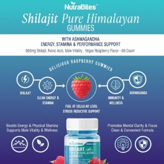 Shilajit Gummies with Ashwagandha – Energy, Stamina & Performance Support - 800mg Shilajit, Fulvic Acid, Male Vitality - Vegan Raspberry Flavor - 60 Count