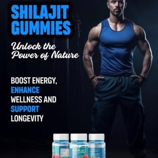 Shilajit Gummies with Ashwagandha – Energy, Stamina & Performance Support - 800mg Shilajit, Fulvic Acid, Male Vitality - Vegan Raspberry Flavor - 60 Count