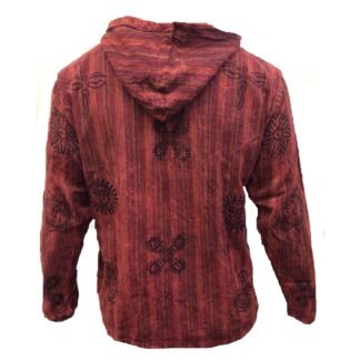 Shopoholic Fashion Mens Handmade Stonewashed Boho Hooded Shirt | Wooden Buttons & Front Pocket, Ethical Cotton Festival Shirt