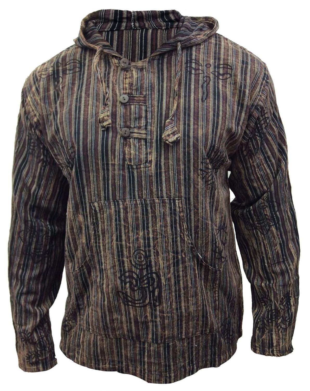 Shopoholic Fashion Mens Handmade Stonewashed Boho Hooded Shirt | Wooden Buttons Front Pocket Ethical Cotton Festival Shirt - lunas-mystic-emporium.com Shopoholic Fashion Mens Handmade Stonewashed Boho Hooded Shirt | Wooden Buttons & Front Pocket, Ethical Cotton Festival Shirt