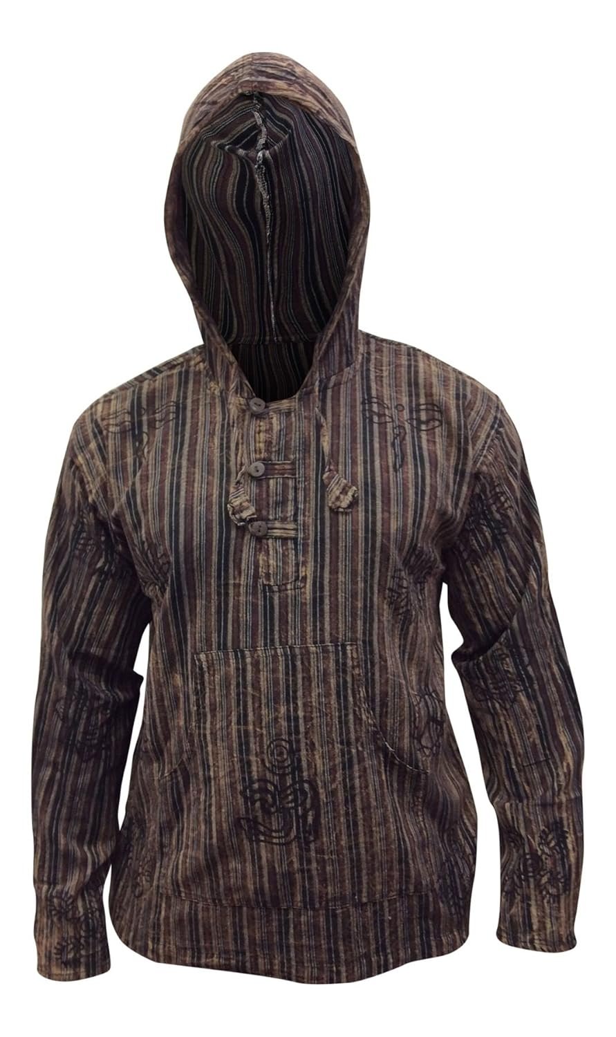 Shopoholic Fashion Mens Handmade Stonewashed Boho Hooded Shirt | Wooden Buttons Front Pocket Ethical Cotton Festival Shirt - lunas-mystic-emporium.com Shopoholic Fashion Mens Handmade Stonewashed Boho Hooded Shirt | Wooden Buttons & Front Pocket, Ethical Cotton Festival Shirt