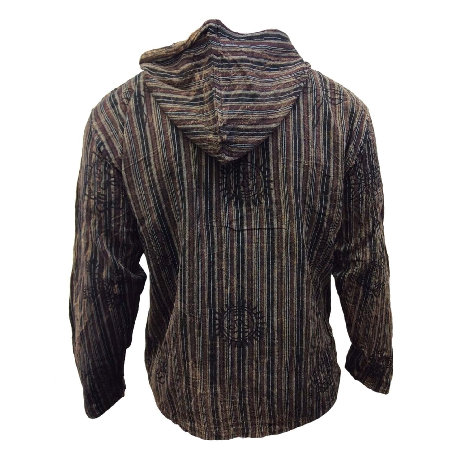 Shopoholic Fashion Mens Handmade Stonewashed Boho Hooded Shirt | Wooden Buttons Front Pocket Ethical Cotton Festival Shirt - lunas-mystic-emporium.com Shopoholic Fashion Mens Handmade Stonewashed Boho Hooded Shirt | Wooden Buttons & Front Pocket, Ethical Cotton Festival Shirt