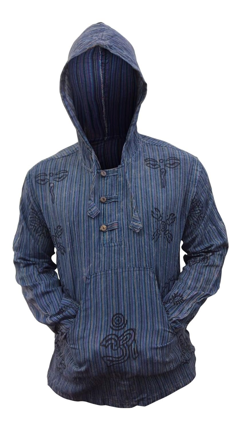 Shopoholic Fashion Mens Handmade Stonewashed Boho Hooded Shirt | Wooden Buttons Front Pocket Ethical Cotton Festival Shirt - lunas-mystic-emporium.com Shopoholic Fashion Mens Handmade Stonewashed Boho Hooded Shirt | Wooden Buttons & Front Pocket, Ethical Cotton Festival Shirt