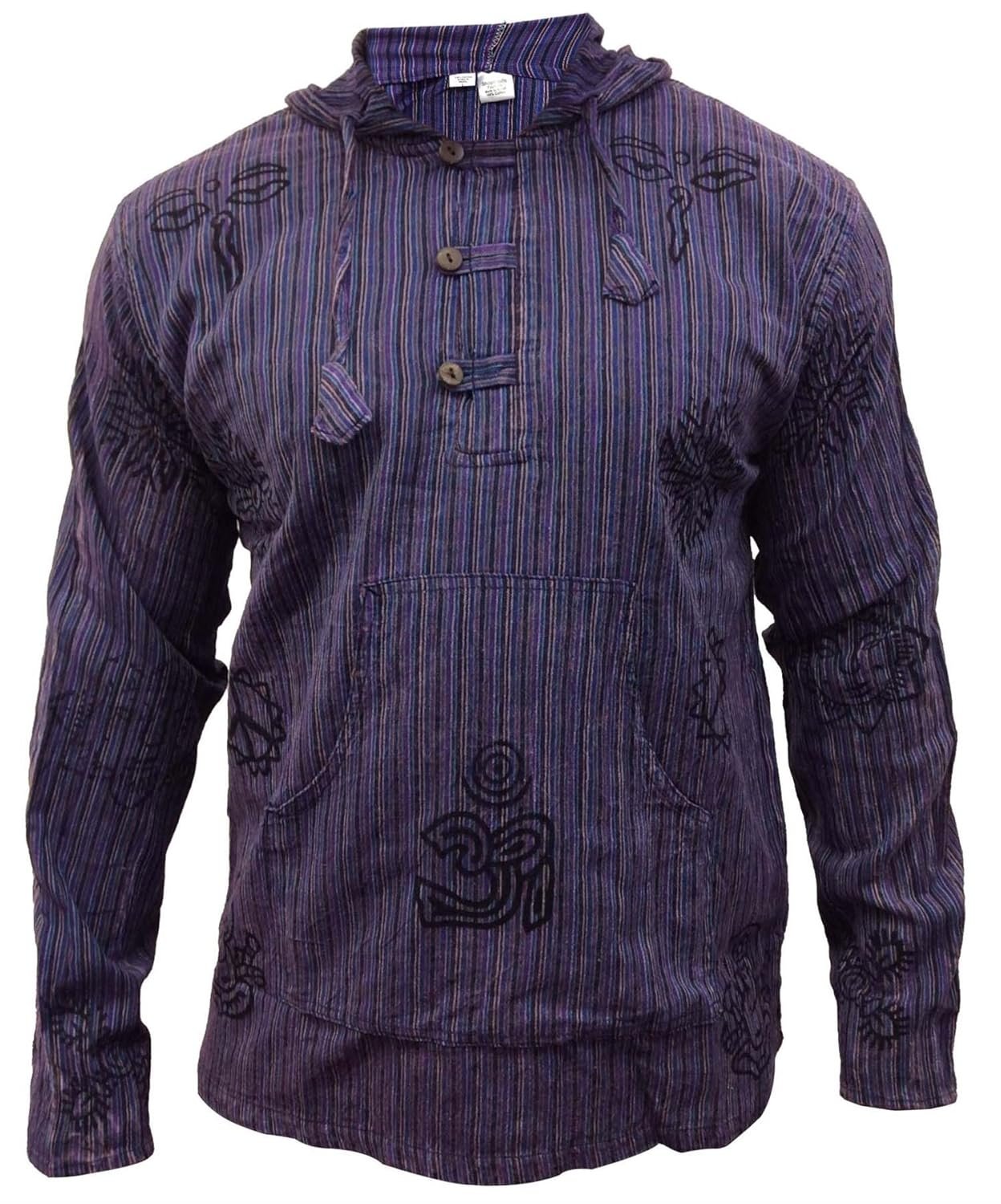 Shopoholic Fashion Mens Handmade Stonewashed Boho Hooded Shirt | Wooden Buttons Front Pocket Ethical Cotton Festival Shirt - lunas-mystic-emporium.com Shopoholic Fashion Mens Handmade Stonewashed Boho Hooded Shirt | Wooden Buttons & Front Pocket, Ethical Cotton Festival Shirt