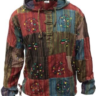 Shopoholic Fashion Mens Stripe Patchwork Grandad Hoodie Grandad Shirt