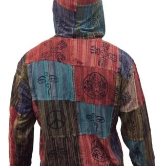 Shopoholic Fashion Mens Stripe Patchwork Grandad Hoodie Grandad Shirt