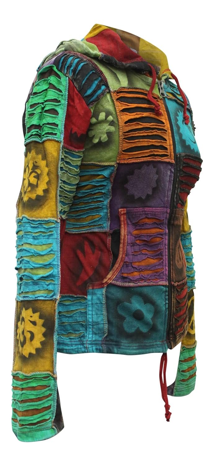 Shopoholic Fashion Slashed Patchwork Pixie Hippie Hoodie Jacket for Women Lightweight Zip Up Sweater Cardigan - lunas-mystic-emporium.com Shopoholic Fashion Slashed Patchwork Pixie Hippie Hoodie Jacket for Women, Lightweight Zip Up Sweater Cardigan