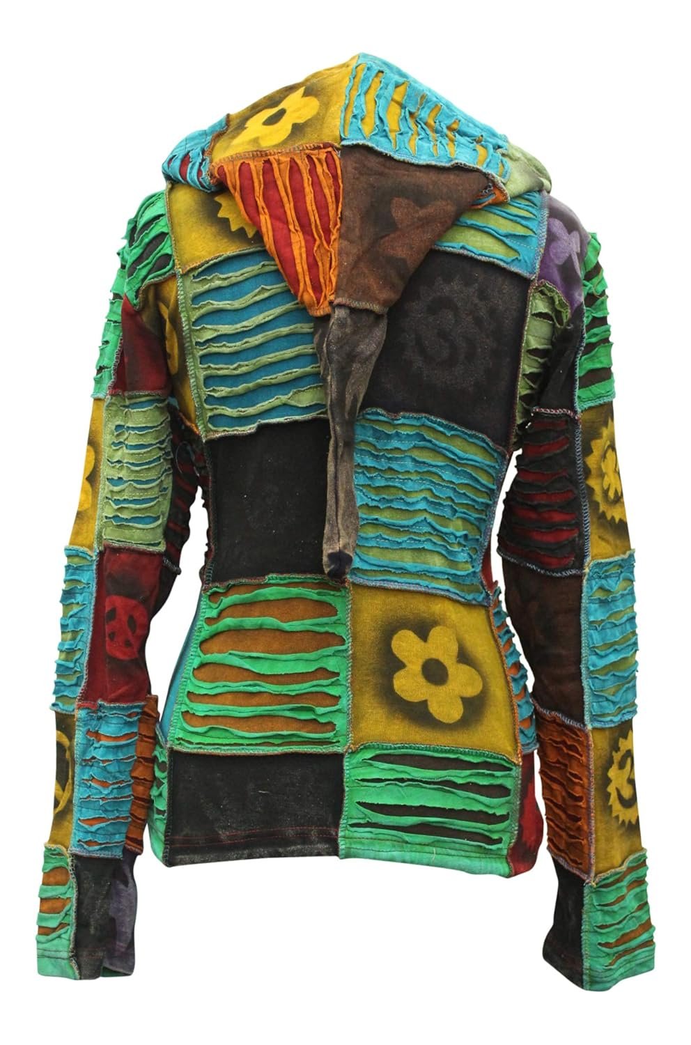 Shopoholic Fashion Slashed Patchwork Pixie Hippie Hoodie Jacket for Women Lightweight Zip Up Sweater Cardigan - lunas-mystic-emporium.com Shopoholic Fashion Slashed Patchwork Pixie Hippie Hoodie Jacket for Women, Lightweight Zip Up Sweater Cardigan