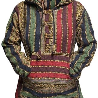 Shopoholic Fashion Women Multicolored Hippie Pullover Hoodie Boho Baja