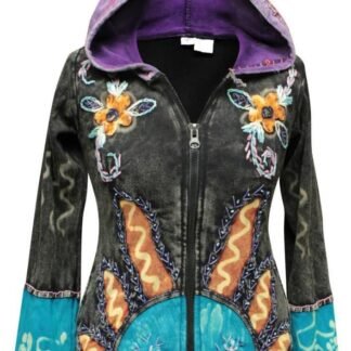 Shopoholic Fashion Women Sun Flames Floral Hippie Goth Zip Up Hooded Winter Jacket