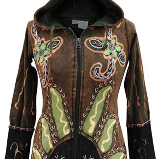 Shopoholic Fashion Women Sun Flames Floral Hippie Goth Zip Up Hooded Winter Jacket