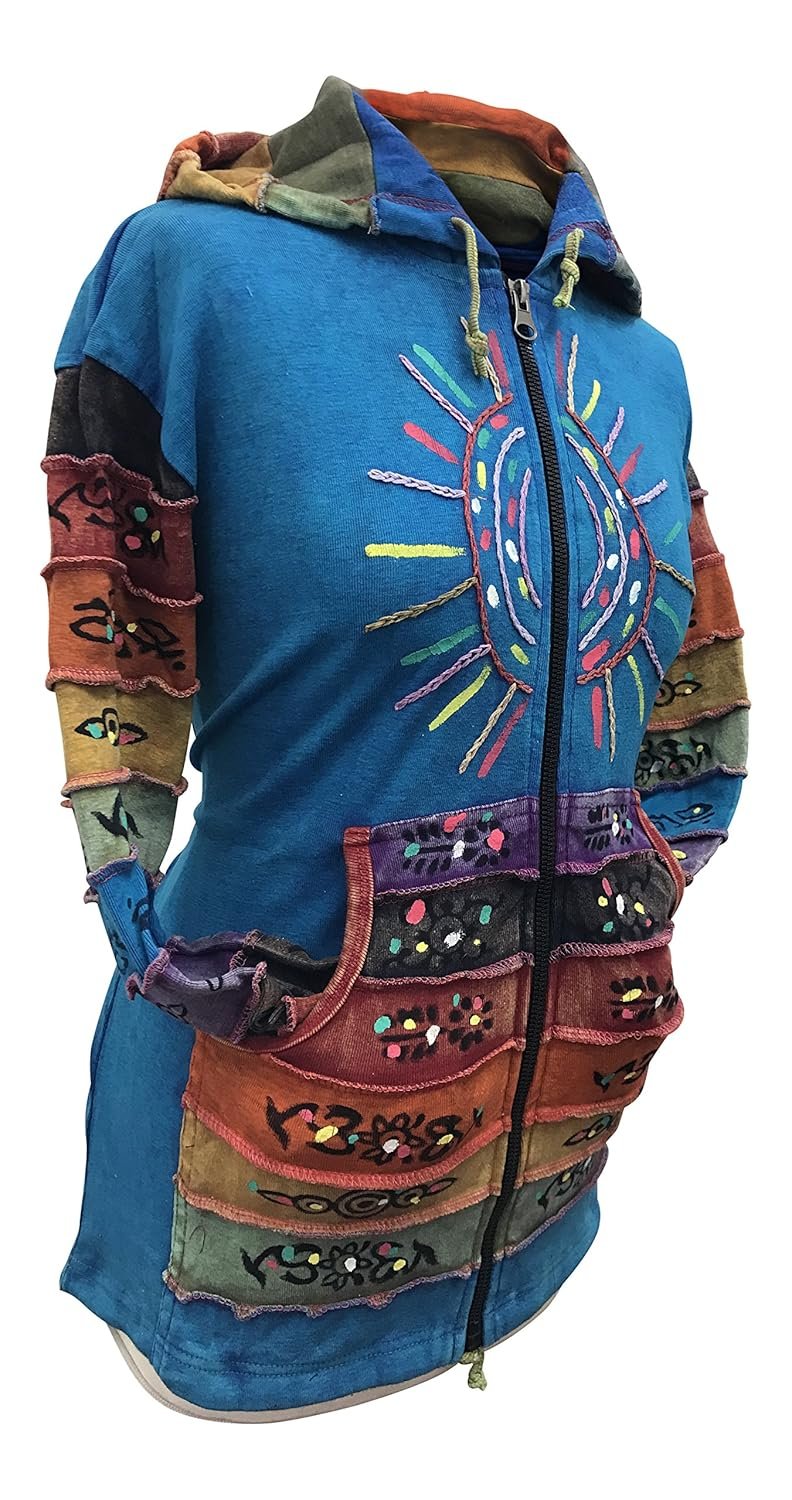 Shopoholic Fashion Womens Full Sleeve Gothic Sun Patchwork Faded Pixie Cotton Hippy Rib Hoodie - lunas-mystic-emporium.com Shopoholic Fashion Women's Full Sleeve Gothic Sun Patchwork Faded Pixie Cotton Hippy Rib Hoodie