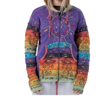Shopoholic Fashion Womens Full Sleeve Gothic Sun Patchwork Faded Pixie Cotton Hippy Rib Hoodie - lunas-mystic-emporium.com Shopoholic Fashion Women's Full Sleeve Gothic Sun Patchwork Faded Pixie Cotton Hippy Rib Hoodie