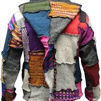 Shopoholic FashionMen's Tye Dye Patchwork Hippie Jacket Fleece Lined Festival Boho Hippy Sweater