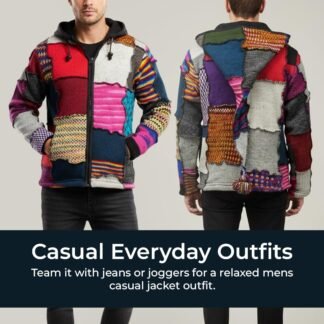 Shopoholic FashionMen's Tye Dye Patchwork Hippie Jacket Fleece Lined Festival Boho Hippy Sweater