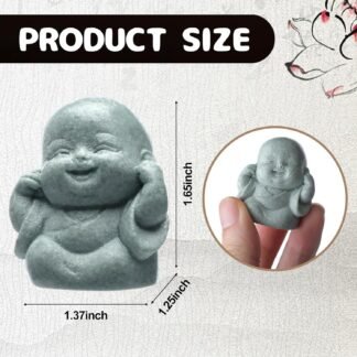 Sintuff 6pcs Laughing Buddha Statue Decor Small Zen Monk Sandstone Buddha Sculpture Small Zen Monk Praying Statue Sculpture Ornament for Wealth Good Luck Feng Shui Cute...