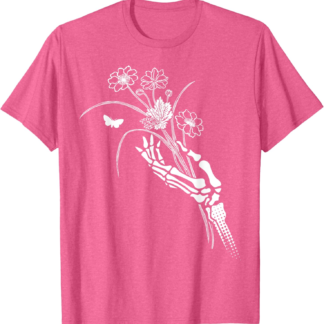 Skeleton Hand Holding Flowers Folkloric Wiccan Nature Witch T-Shirt