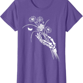 Skeleton Hand Holding Flowers Folkloric Wiccan Nature Witch T-Shirt