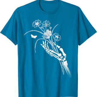 Skeleton Hand Holding Flowers Folkloric Wiccan Nature Witch T-Shirt