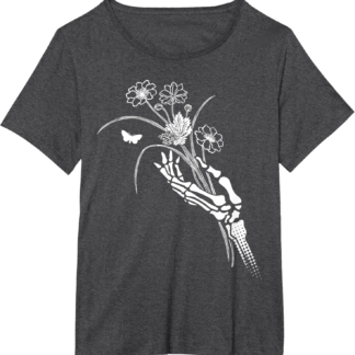 Skeleton Hand Holding Flowers Folkloric Wiccan Nature Witch T-Shirt
