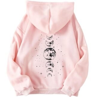 SOLY HUX Women's Graphic Hoodies Drawstring Long Sleeve Moon Print Sweatshirt Pullover Fall Tops