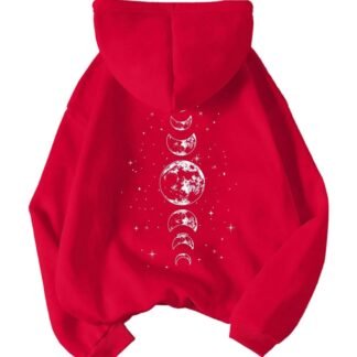 SOLY HUX Women's Graphic Hoodies Drawstring Long Sleeve Moon Print Sweatshirt Pullover Fall Tops