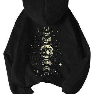 SOLY HUX Women's Graphic Hoodies Drawstring Long Sleeve Moon Print Sweatshirt Pullover Fall Tops