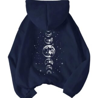 SOLY HUX Women's Graphic Hoodies Drawstring Long Sleeve Moon Print Sweatshirt Pullover Fall Tops