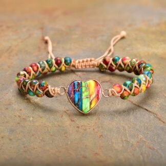 "SS Boutique" 7 Chakra Healing Heart Gemstone Bracelet – Handmade Natural Stone Wrap for Meditation, Energy, Spiritual Protection, and Mental Health Balance – 1 Strand 1 Piece...