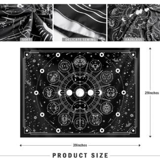 Sun Moon Zodiac Tapestry Wall Hanging, Stars Space Tarot Tapestries, Psychedelic Black and White Tapestry for Bedroom Aesthetic Home Wall Room Decor (Mysterious Zodiac 29x39...