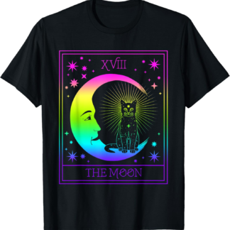 Tarot Card Crescent Moon and Cat Pastel Goth Wiccan Witch Men Women T-Shirt