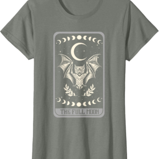 Tarot Card Shirt The Full Moon Bat Moon Phase Occult Pagan T-Shirt