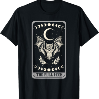 Tarot Card Shirt The Full Moon Bat Moon Phase Occult Pagan T-Shirt