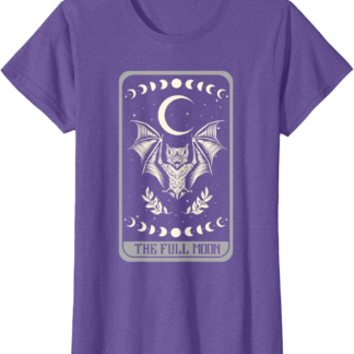 Tarot Card Shirt The Full Moon Bat Moon Phase Occult Pagan T-Shirt