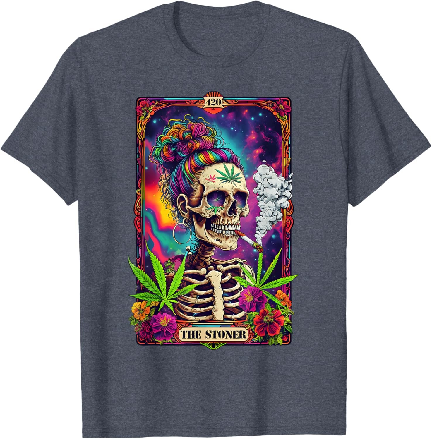 Tarot Card The Stoner 420 Cannabis Weed Skeleton Retro Style T-Shirt - lunas-mystic-emporium.com Tarot Card The Stoner 420 Cannabis Weed Skeleton Retro Style T-Shirt