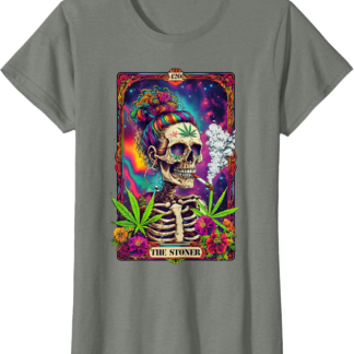 Tarot Card The Stoner 420 Cannabis Weed Skeleton Retro Style T-Shirt - lunas-mystic-emporium.com Tarot Card The Stoner 420 Cannabis Weed Skeleton Retro Style T-Shirt