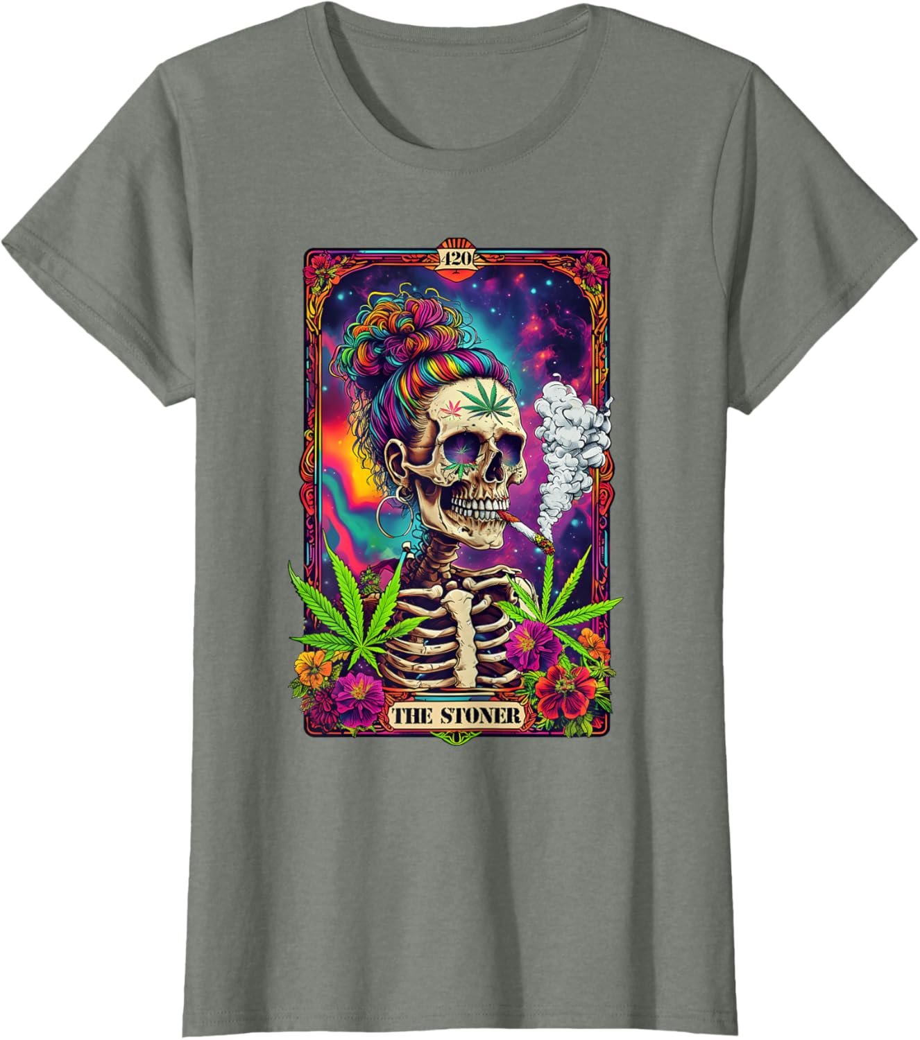 Tarot Card The Stoner 420 Cannabis Weed Skeleton Retro Style T-Shirt - lunas-mystic-emporium.com Tarot Card The Stoner 420 Cannabis Weed Skeleton Retro Style T-Shirt