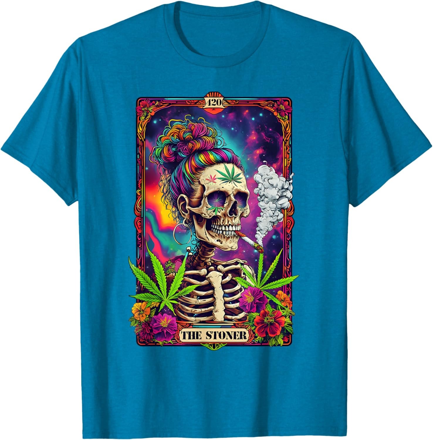Tarot Card The Stoner 420 Cannabis Weed Skeleton Retro Style T-Shirt - lunas-mystic-emporium.com Tarot Card The Stoner 420 Cannabis Weed Skeleton Retro Style T-Shirt