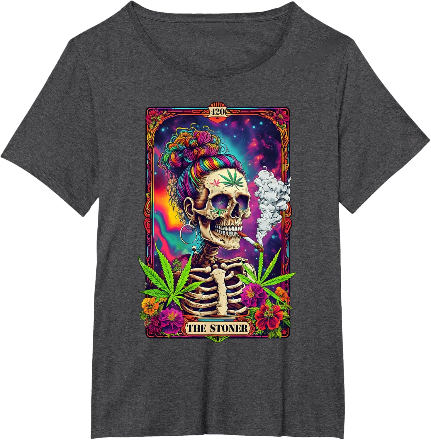 Tarot Card The Stoner 420 Cannabis Weed Skeleton Retro Style T-Shirt - lunas-mystic-emporium.com Tarot Card The Stoner 420 Cannabis Weed Skeleton Retro Style T-Shirt