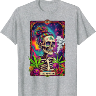 Tarot Card The Stoner 420 Cannabis Weed Skeleton Retro Style T-Shirt - lunas-mystic-emporium.com Tarot Card The Stoner 420 Cannabis Weed Skeleton Retro Style T-Shirt