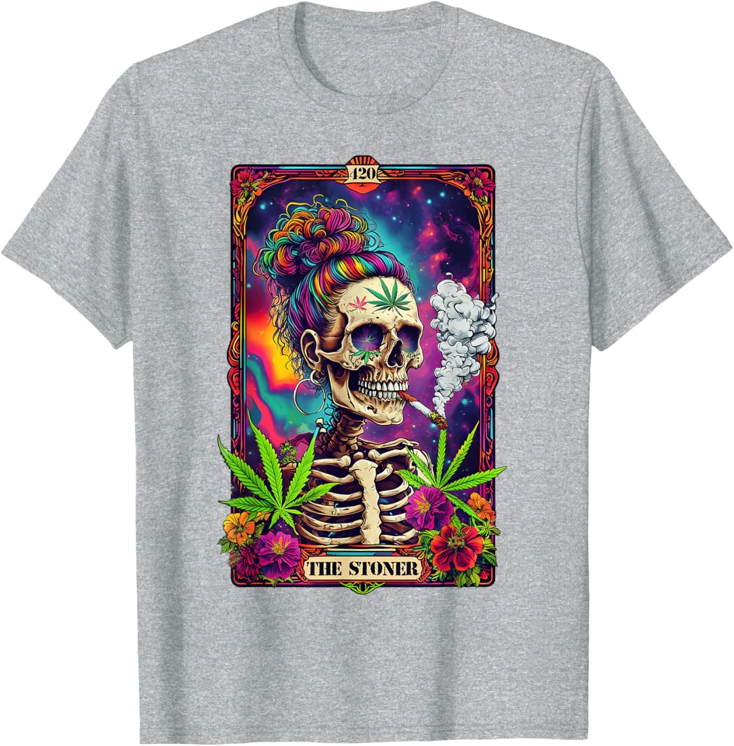 Tarot Card The Stoner 420 Cannabis Weed Skeleton Retro Style T-Shirt - lunas-mystic-emporium.com Tarot Card The Stoner 420 Cannabis Weed Skeleton Retro Style T-Shirt