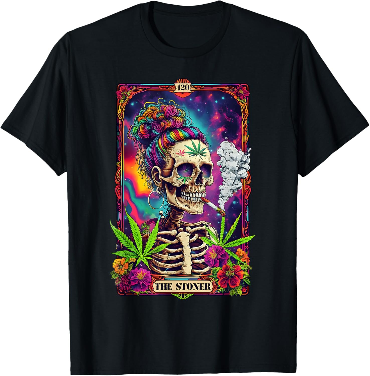 Tarot Card The Stoner 420 Cannabis Weed Skeleton Retro Style T-Shirt - lunas-mystic-emporium.com Tarot Card The Stoner 420 Cannabis Weed Skeleton Retro Style T-Shirt